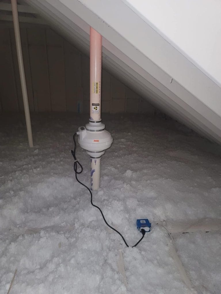 Radon Mitigation System in Attic