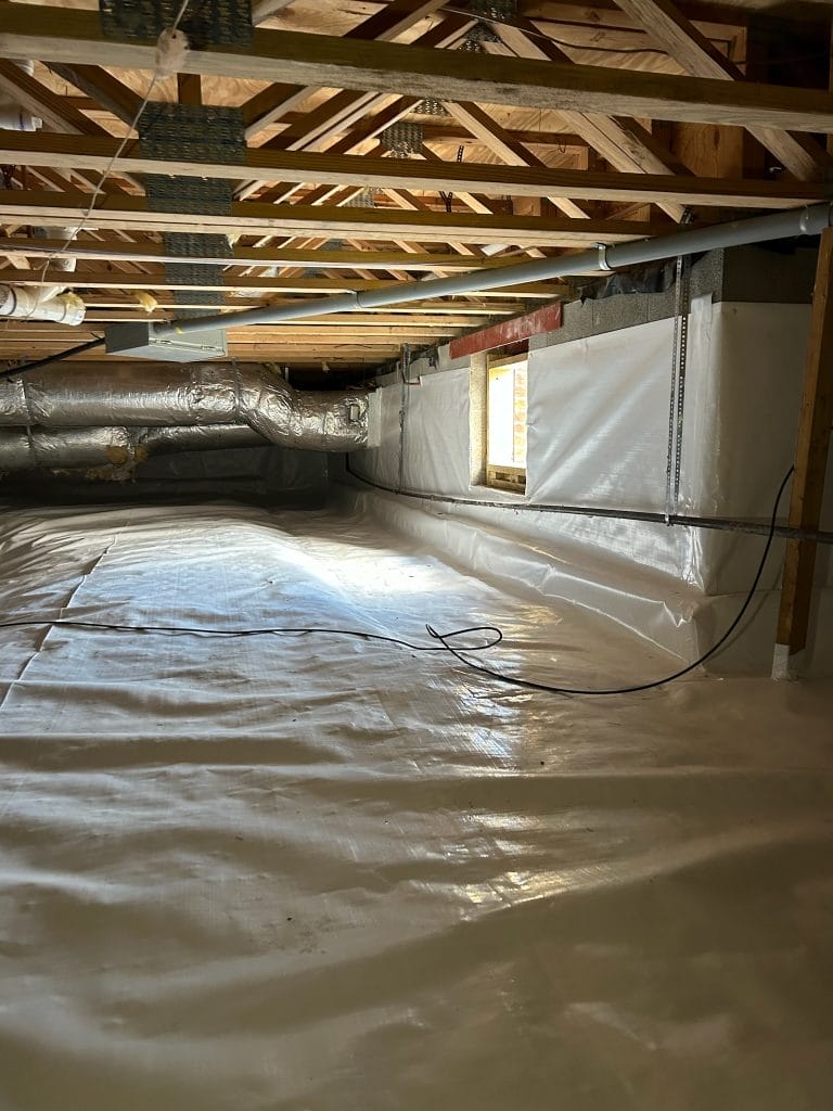 Vapor Barrier Installed in Crawl Space