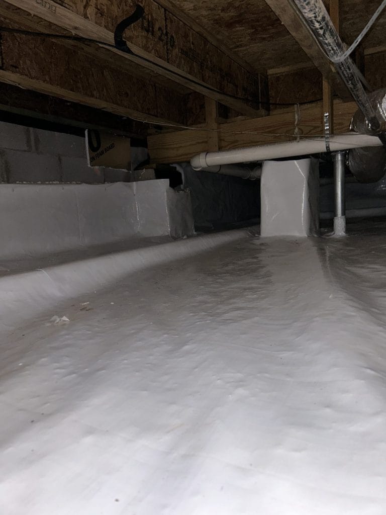 Vapor barrier installed in crawl space